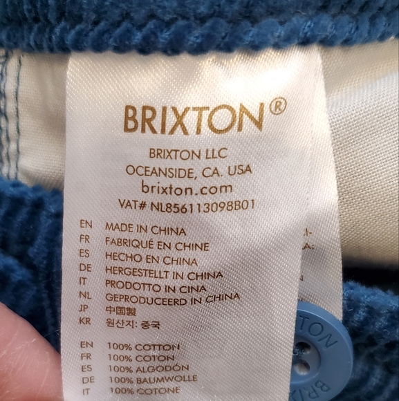 Brixton Women's Blue Corduroy Dark Blue Trouser Pants Size 27 - Picture 8 of 9